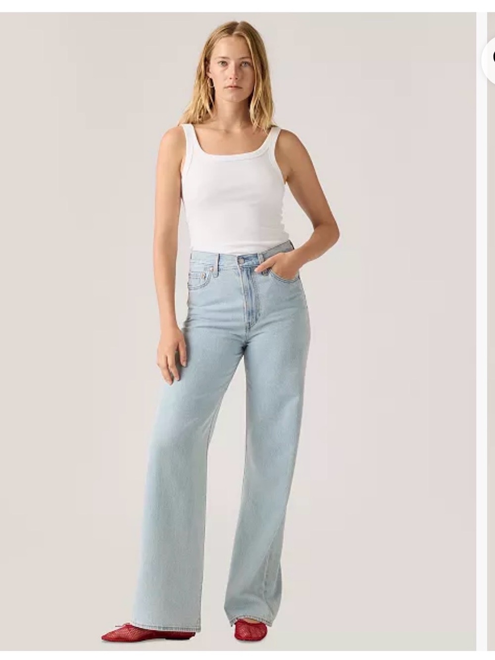 Levi's Ribcage Blue High-Rise Wide Leg Jeans